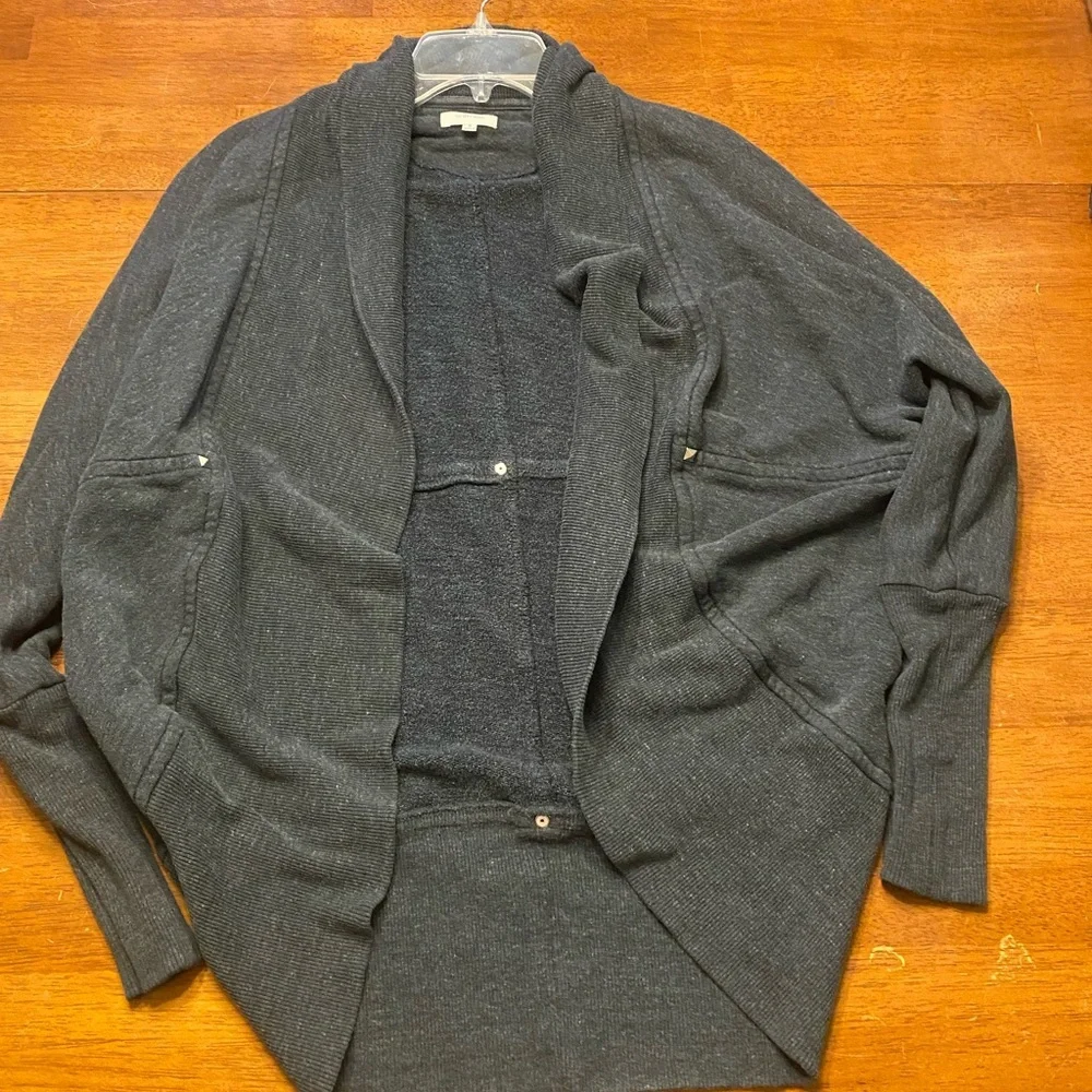 Wilfred Charcoal Open-Front Shawl-Collar Cardigan